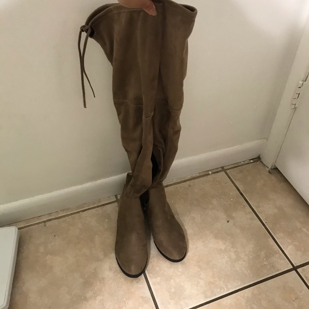 Thigh high tan boots